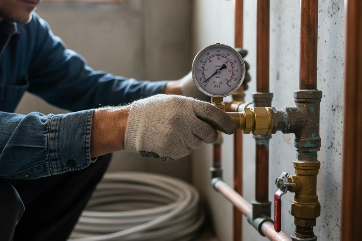 Pressure testing a repaired line during Water Line Repair in Hosford